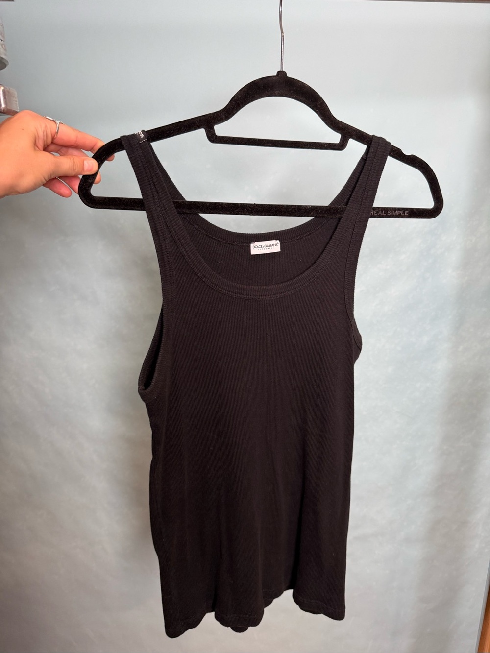 Dolce & Gabbana Black Ribbed Scoop Tank